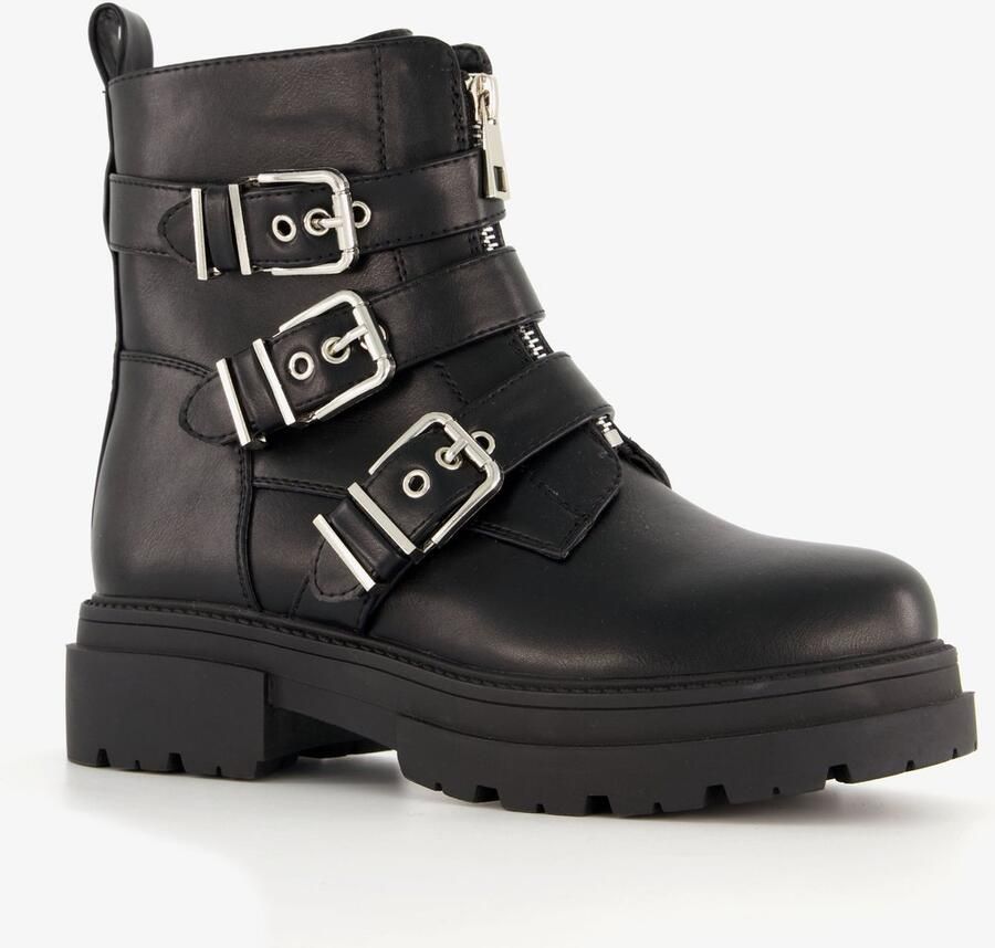 BLUE BOX dames biker boots zwart