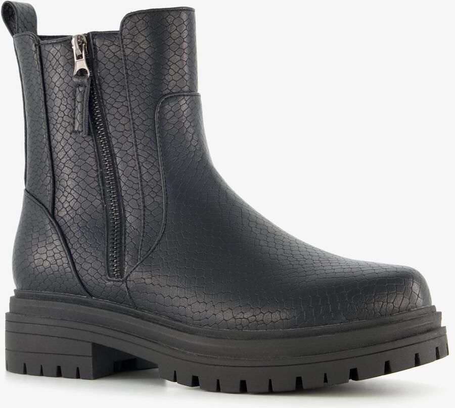 BLUE BOX dames boots met croco print zwart
