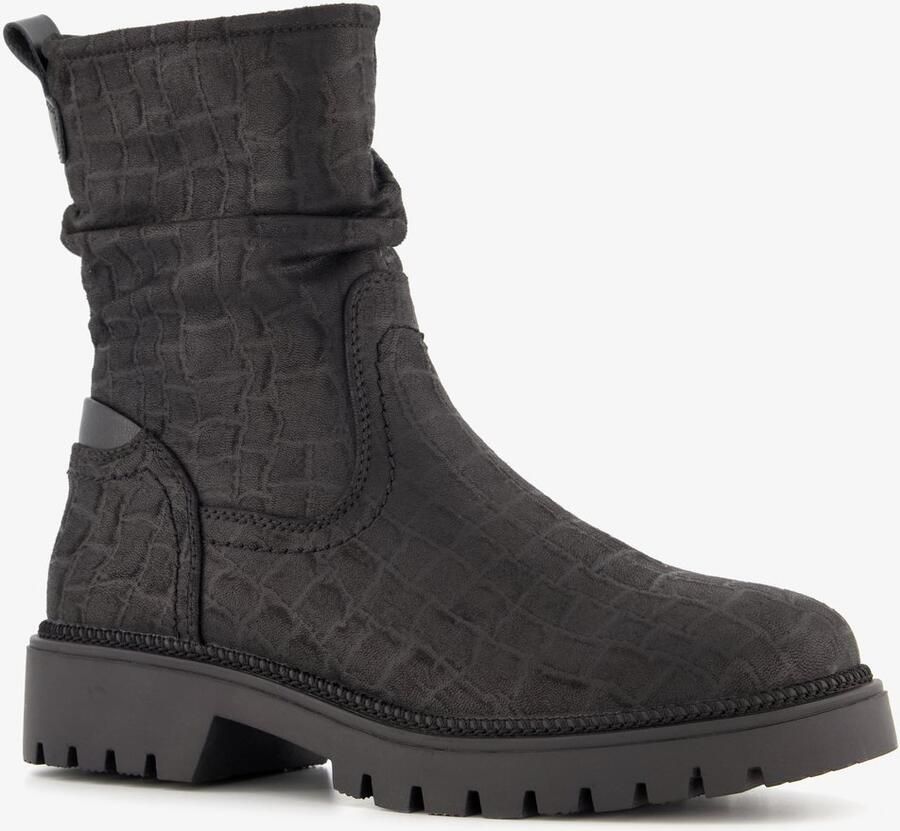 BLUE BOX dames croco boots zwart
