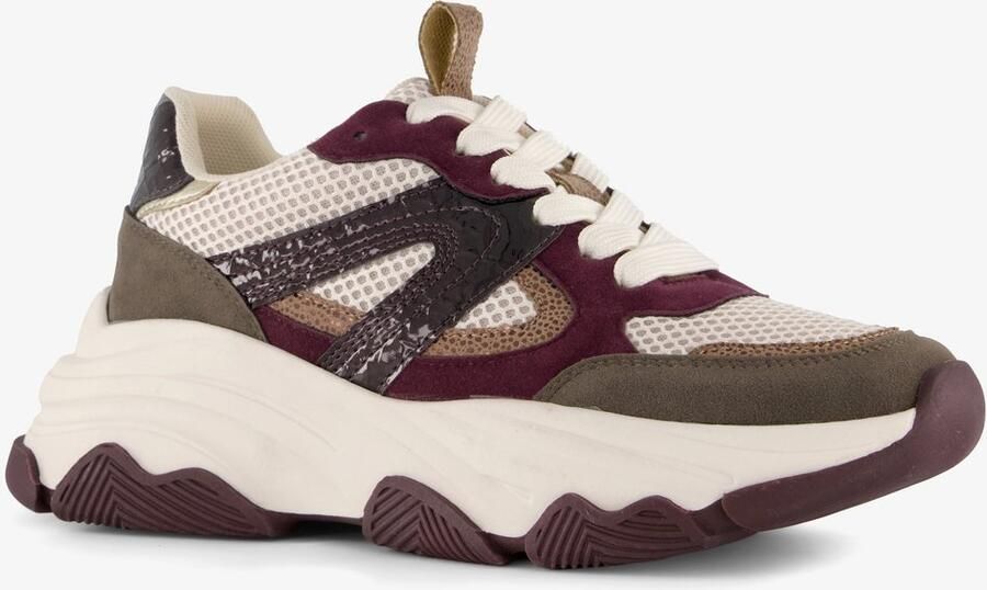 BLUE BOX dames dad sneakers beige bordeaux Uitneembare zool