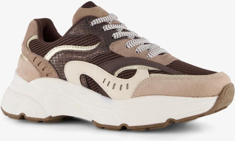 BLUE BOX dames dad sneakers beige bruin Uitneembare zool