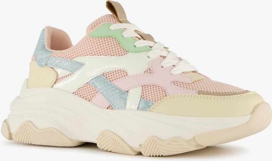 BLUE BOX dames dad sneakers beige pastel Uitneembare zool