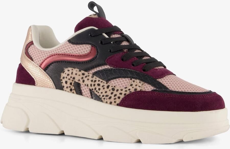 BLUE BOX dames dad sneakers bordeaux roze Uitneembare zool