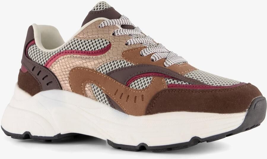 BLUE BOX dames dad sneakers bruin rood Uitneembare zool
