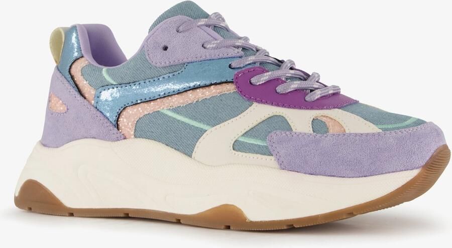 BLUE BOX dames dad sneakers denim lila Uitneembare zool