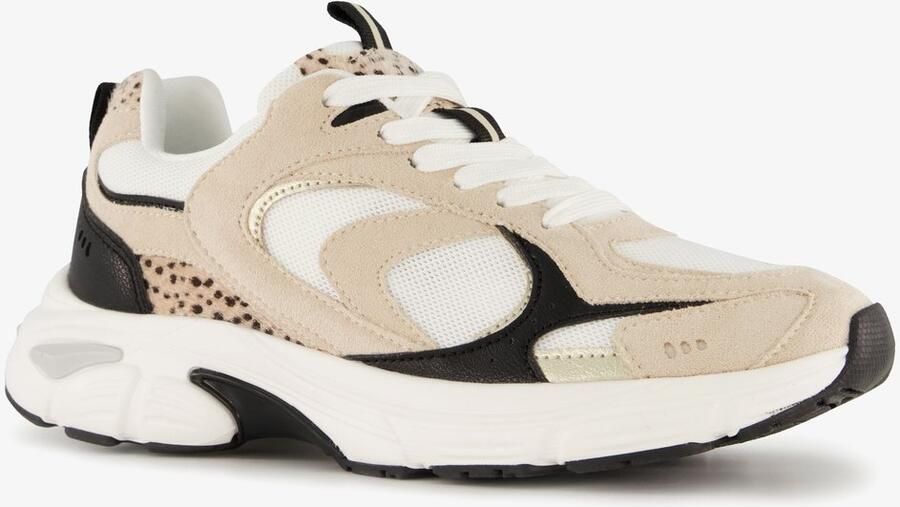 BLUE BOX dames dad sneakers luipaardprint beige Uitneembare zool