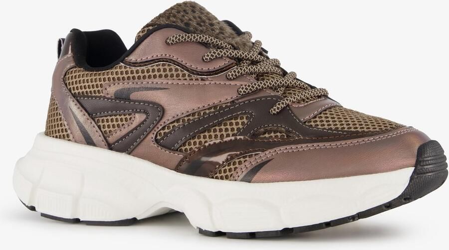BLUE BOX dames dad sneakers met panterprint bruin Uitneembare zool