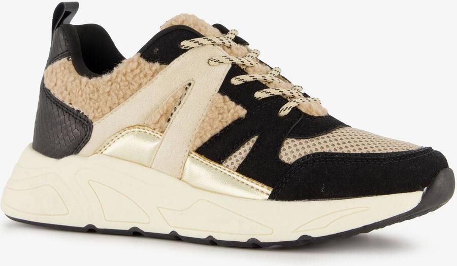 BLUE BOX dames dad sneakers met teddy detail Zwart