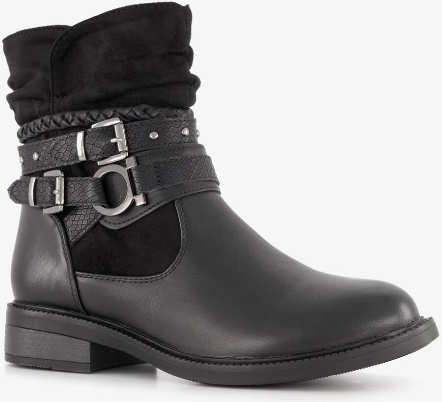 BLUE BOX dames enkellaarsjes met gespen zwart