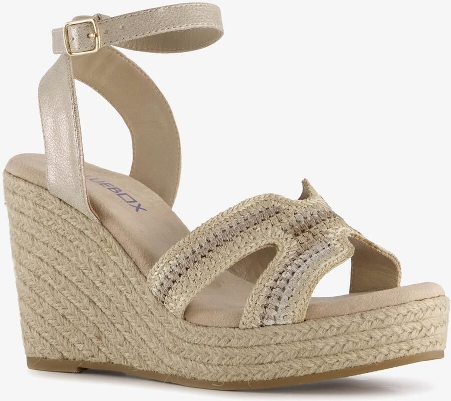 BLUE BOX dames espadrilles met jute en sleehak beige