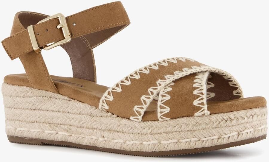 BLUE BOX dames espadrilles met sleehak bruin