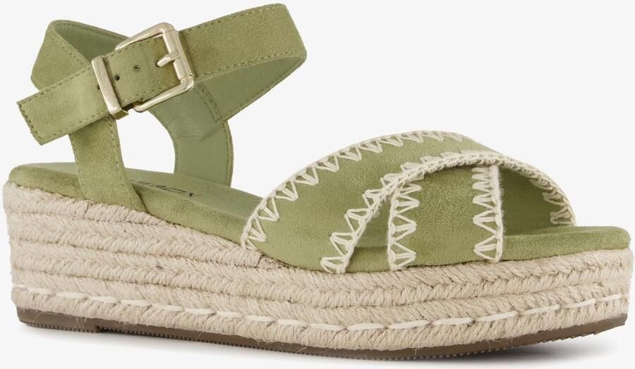 BLUE BOX dames espadrilles met sleehak groen