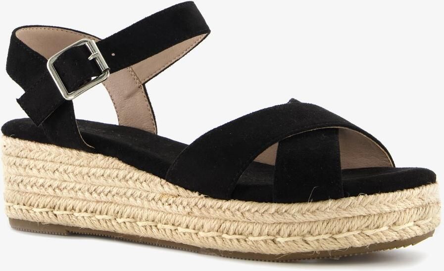 BLUE BOX dames espadrilles met sleehak zwart