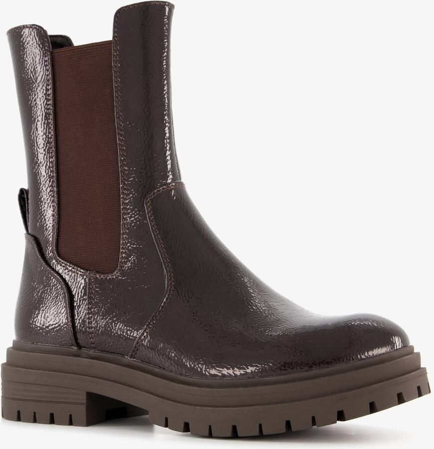 BLUE BOX dames lak Chelsea boots bruin