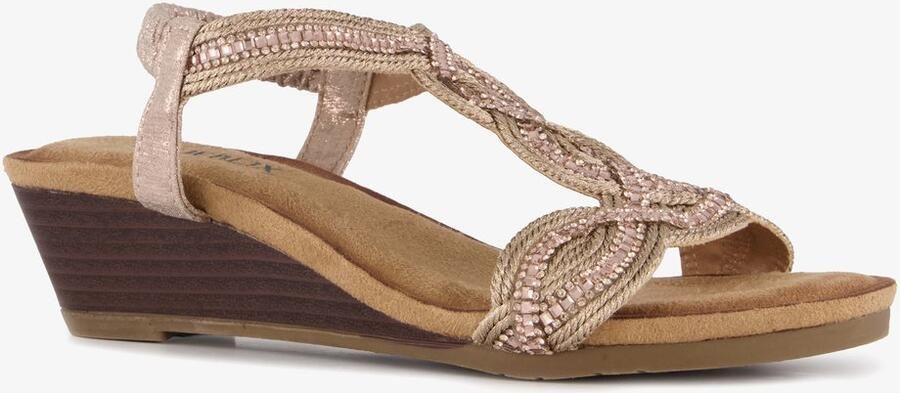 BLUE BOX dames sandalen met sleehak champagne Goud