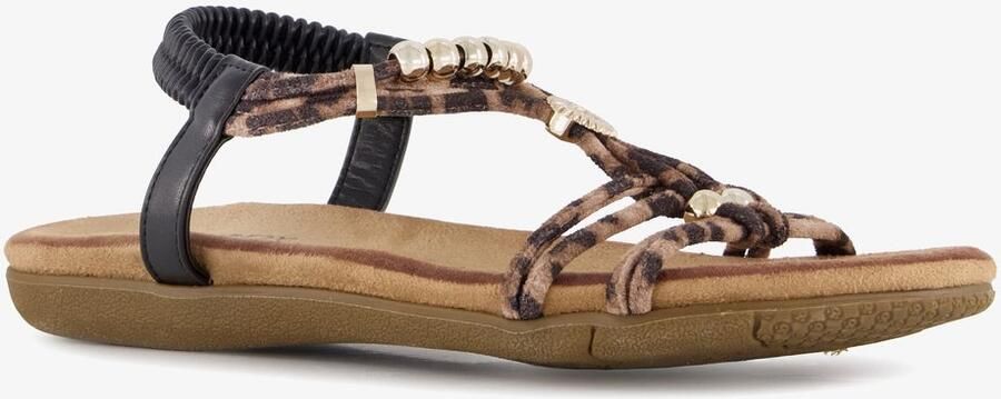 BLUE BOX dames sandalen panterprint zwart bruin