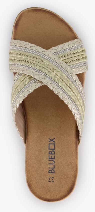 BLUE BOX dames slippers met strass steentjes goud