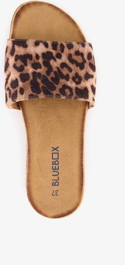 BLUE BOX dames slippers panterprint bruin