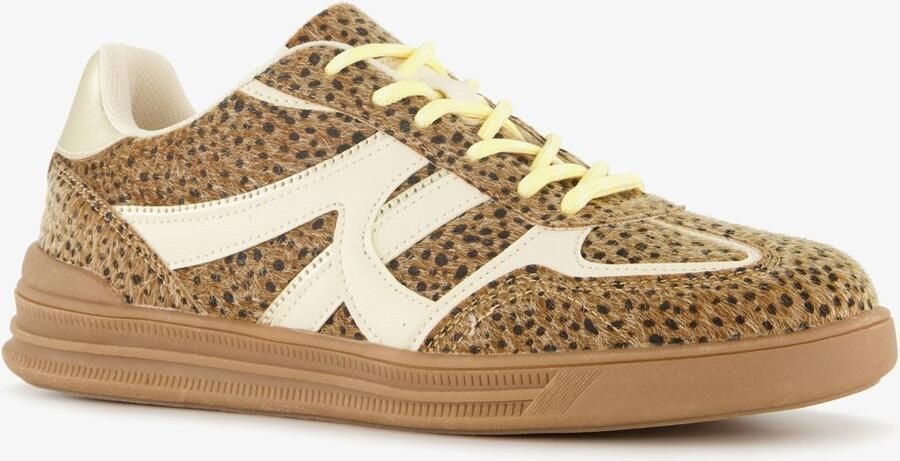 BLUE BOX dames sneakers bruin met print Uitneembare zool