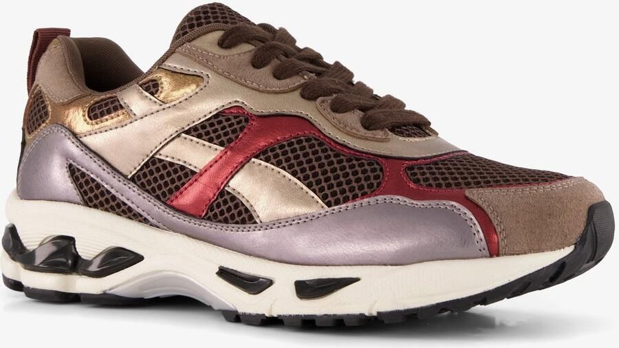 BLUE BOX dames sneakers bruin metallic Uitneembare zool