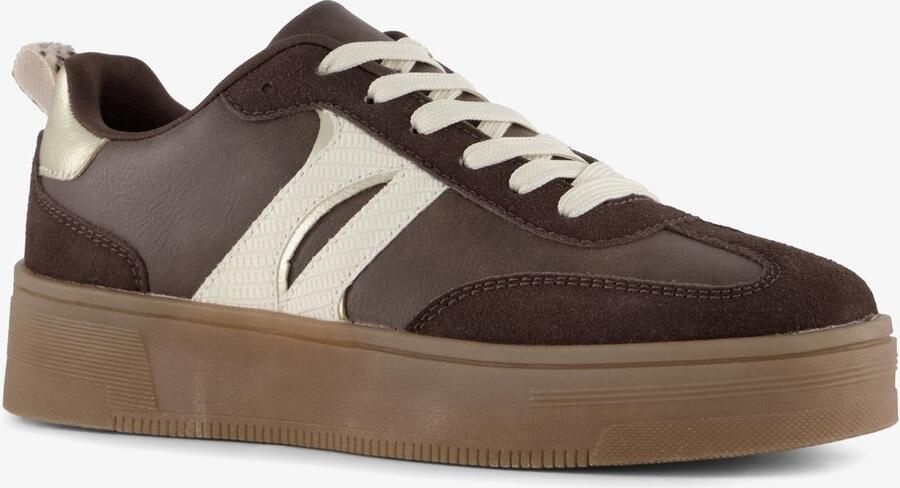 BLUE BOX dames sneakers donkerbruin Uitneembare zool
