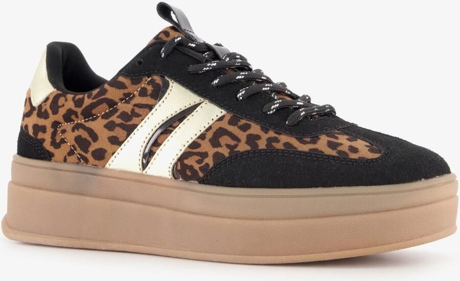 BLUE BOX dames sneakers met luipaardprint Bruin Uitneembare zool