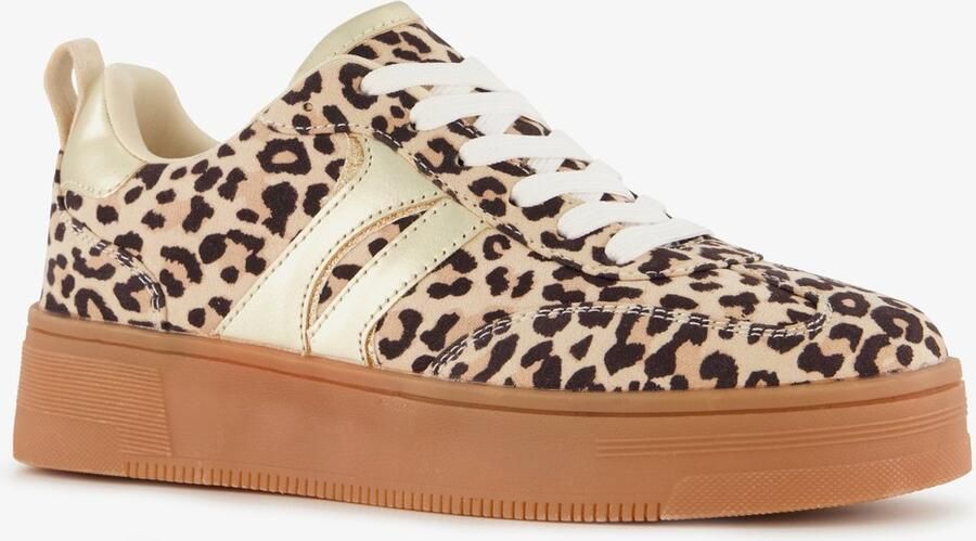 BLUE BOX dames sneakers met panterprint Bruin Uitneembare zool