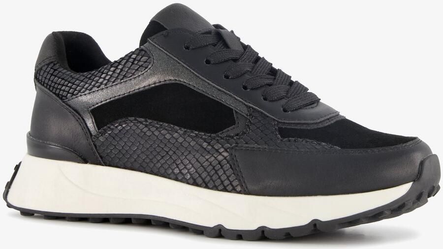 BLUE BOX dames sneakers met slangenprint details zwart Uitneembare zool
