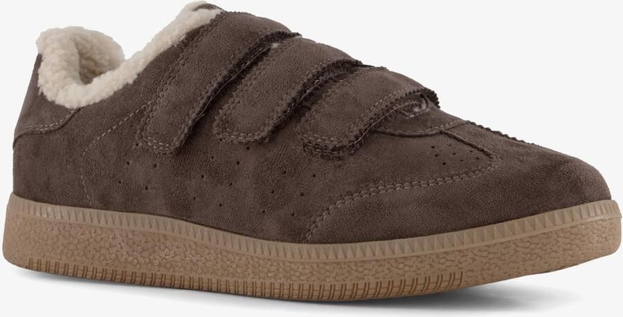 BLUE BOX dames sneakers met teddy voering bruin
