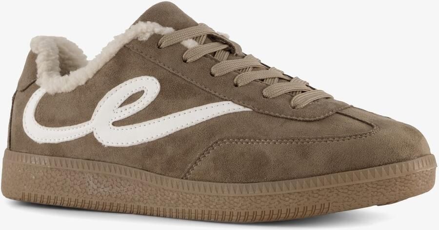 BLUE BOX dames teddy sneakers bruin