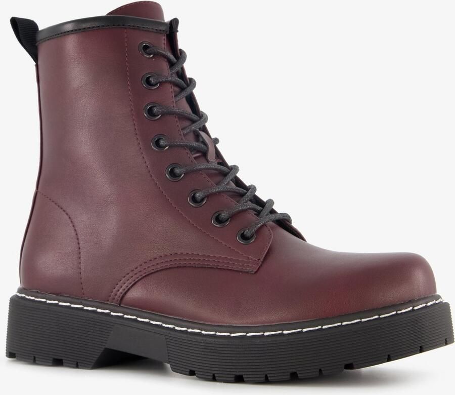 BLUE BOX dames veterboots bordeaux rood Uitneembare zool