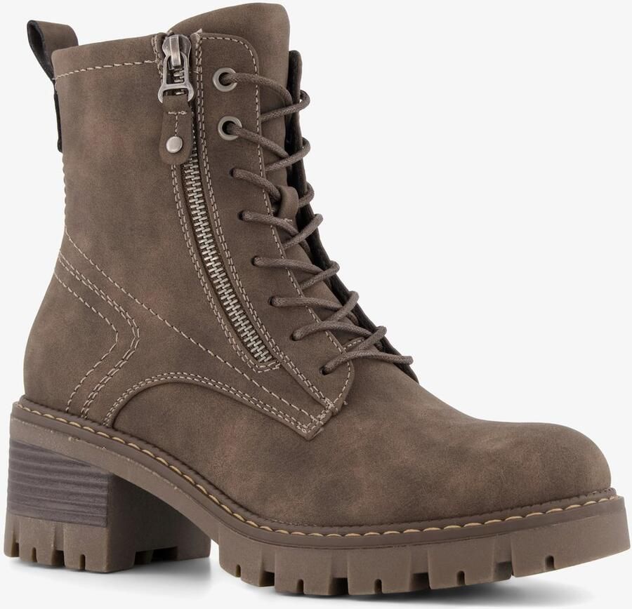 BLUE BOX dames veterboots met hak bruin