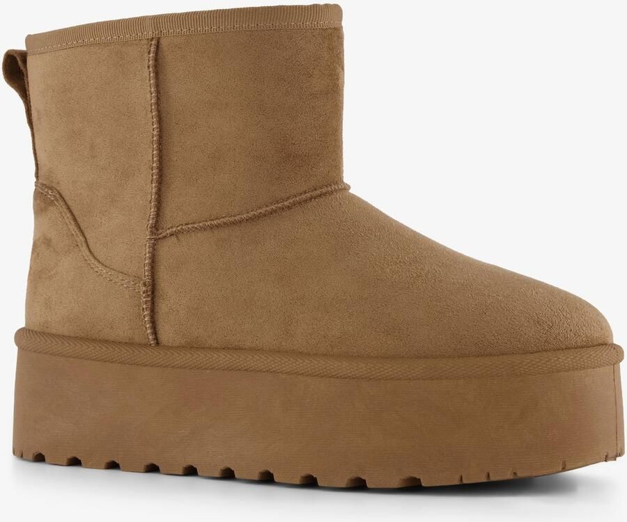 BLUE BOX gevoerde dames boots plateauzool cognac