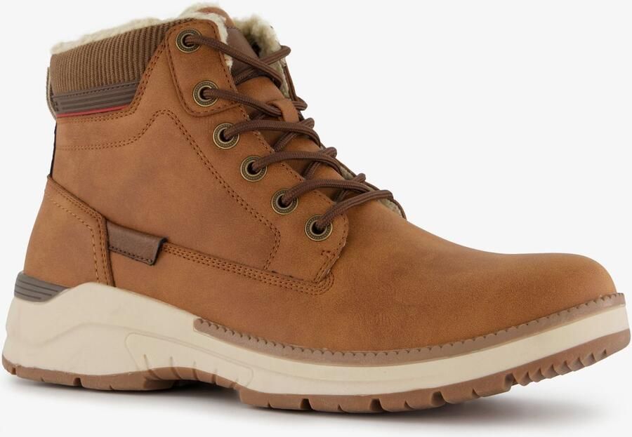 BLUE BOX gevoerde heren veterboots cognac bruin