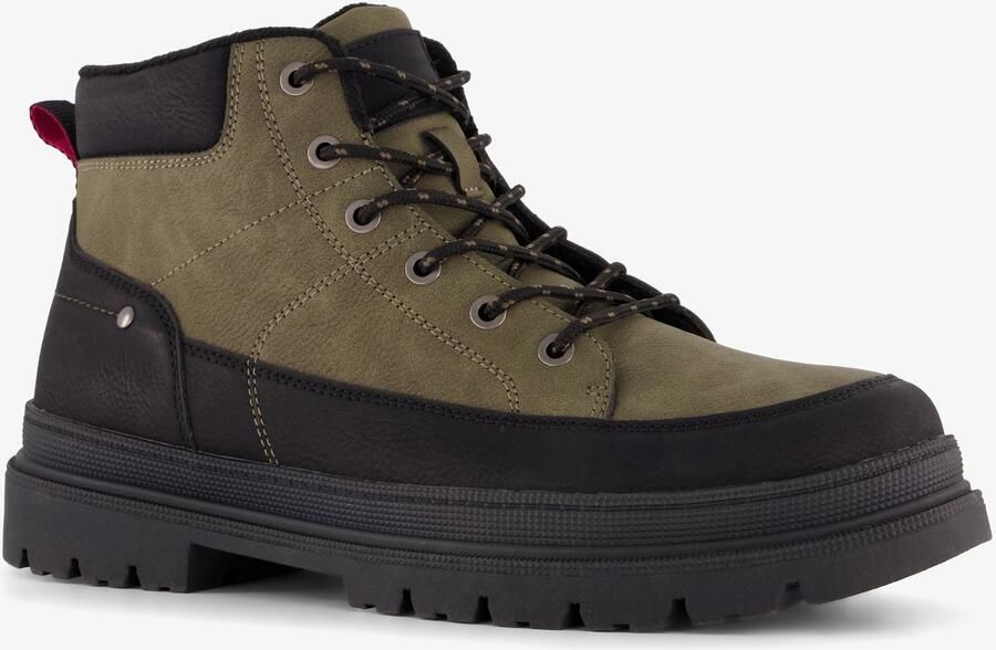BLUE BOX gevoerde heren veterboots groen zwart Uitneembare zool