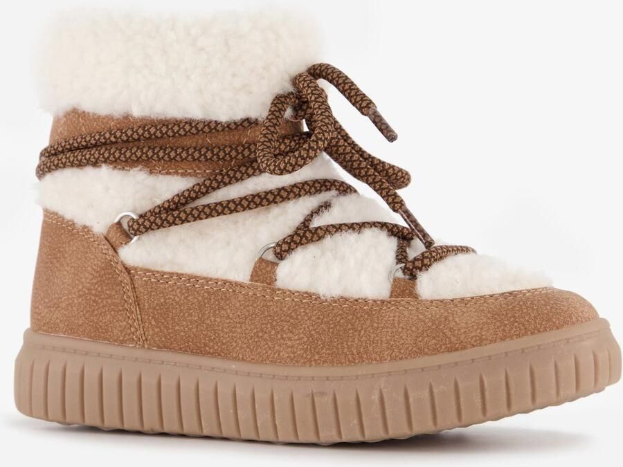 BLUE BOX gevoerde meisjes teddy veterboots bruin