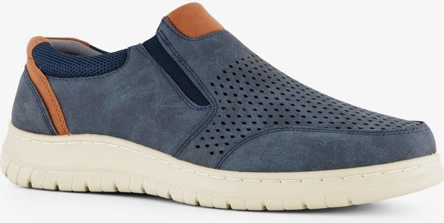 BLUE BOX heren instappers met perforaties blauw Uitneembare zool