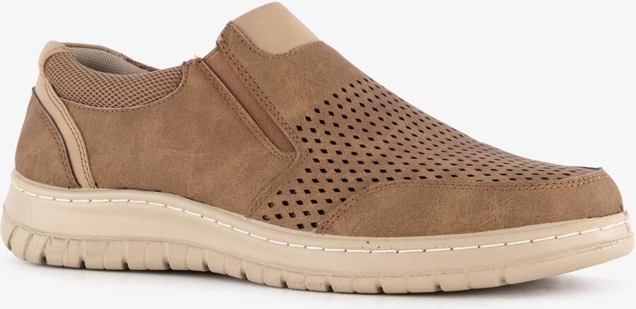 BLUE BOX heren instappers met perforaties bruin Uitneembare zool