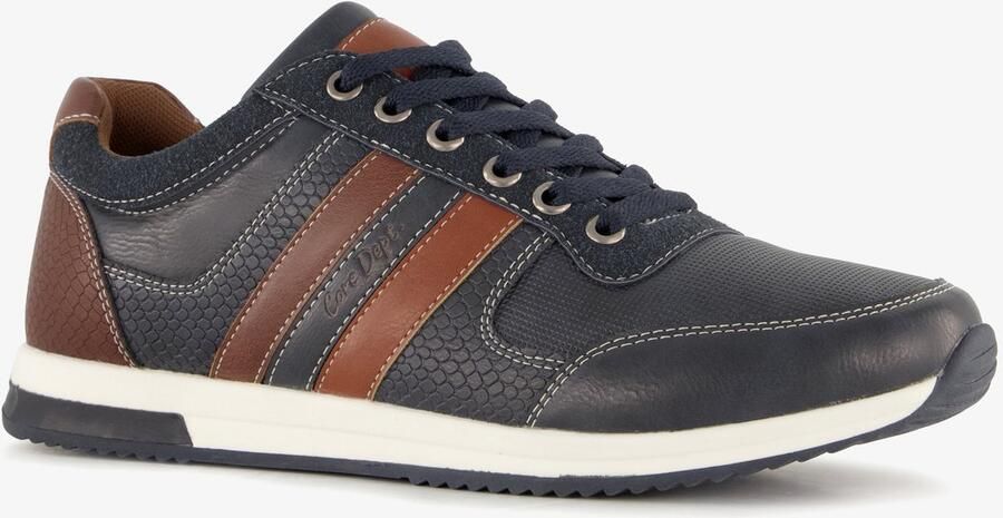 BLUE BOX heren sneakers blauw cognac Uitneembare zool