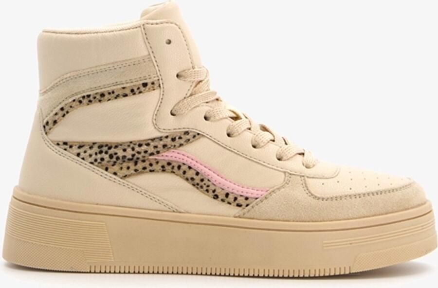 BLUE BOX hoge dames sneakers met cheetah print Beige - Foto 3