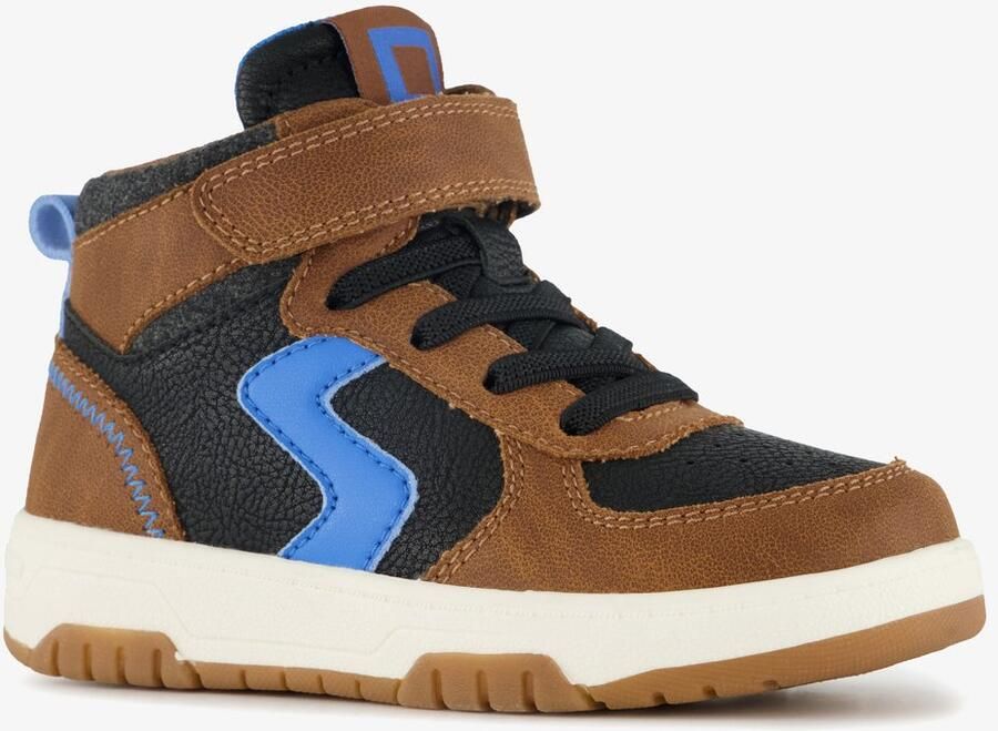 BLUE BOX hoge jongens sneakers bruin blauw