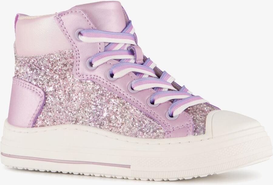 BLUE BOX hoge meisjes sneakers met glitters paars Uitneembare zool