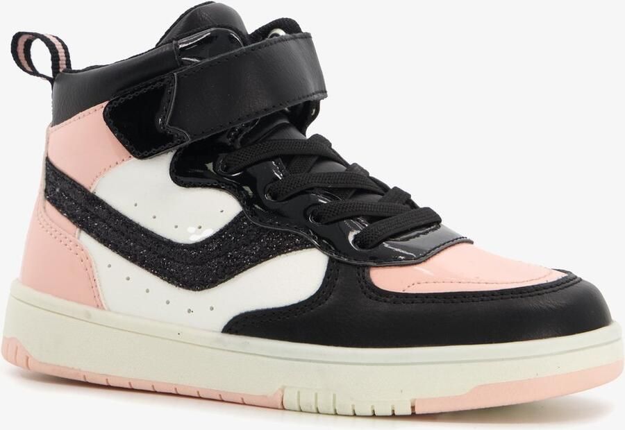 BLUE BOX hoge meisjes sneakers met lak zwart roze