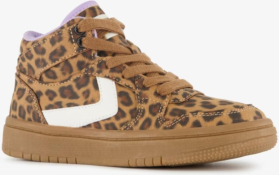 BLUE BOX hoge meisjes sneakers met panterprint bruin Uitneembare zool