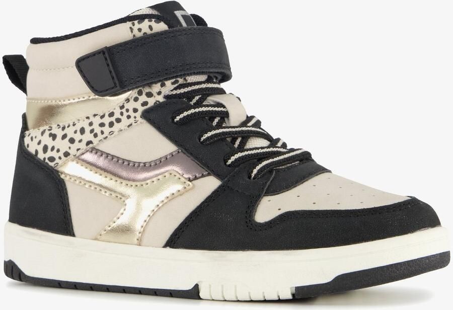 BLUE BOX hoge meisjes sneakers met panterprint details zwart beige