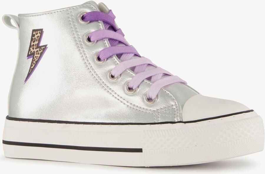 BLUE BOX hoge meisjes sneakers metallic zilver