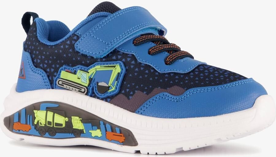 BLUE BOX jongens sneakers met lichtjes en graafmachines Blauw Uitneembare zool