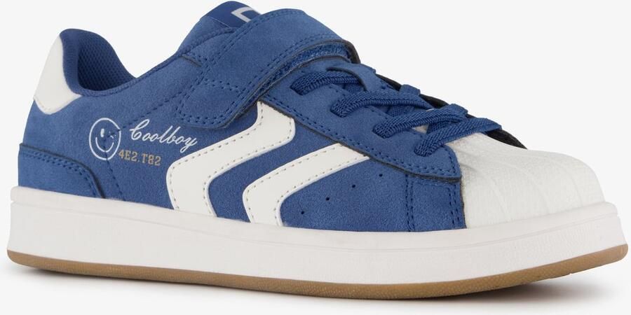 BLUE BOX jongens sneakers met smileys blauw wit