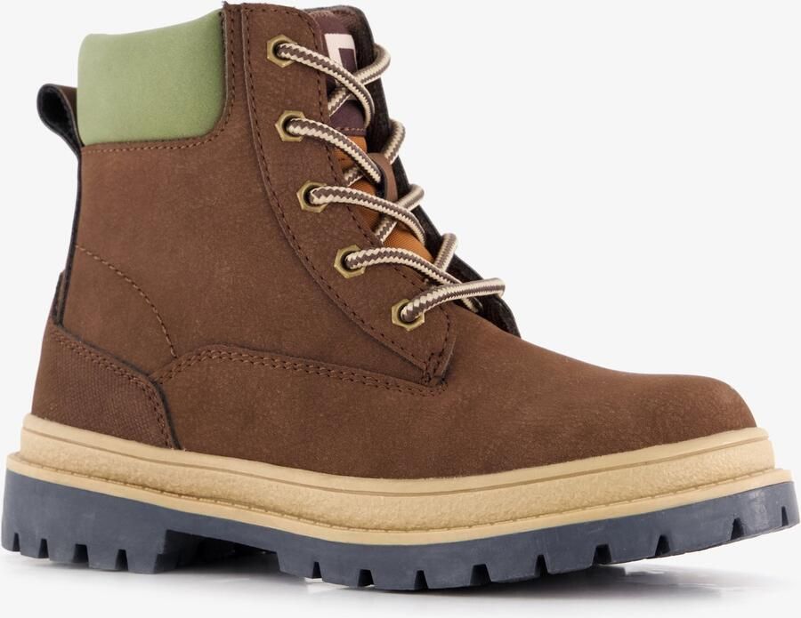 BLUE BOX jongens veterboots donkerbruin Uitneembare zool