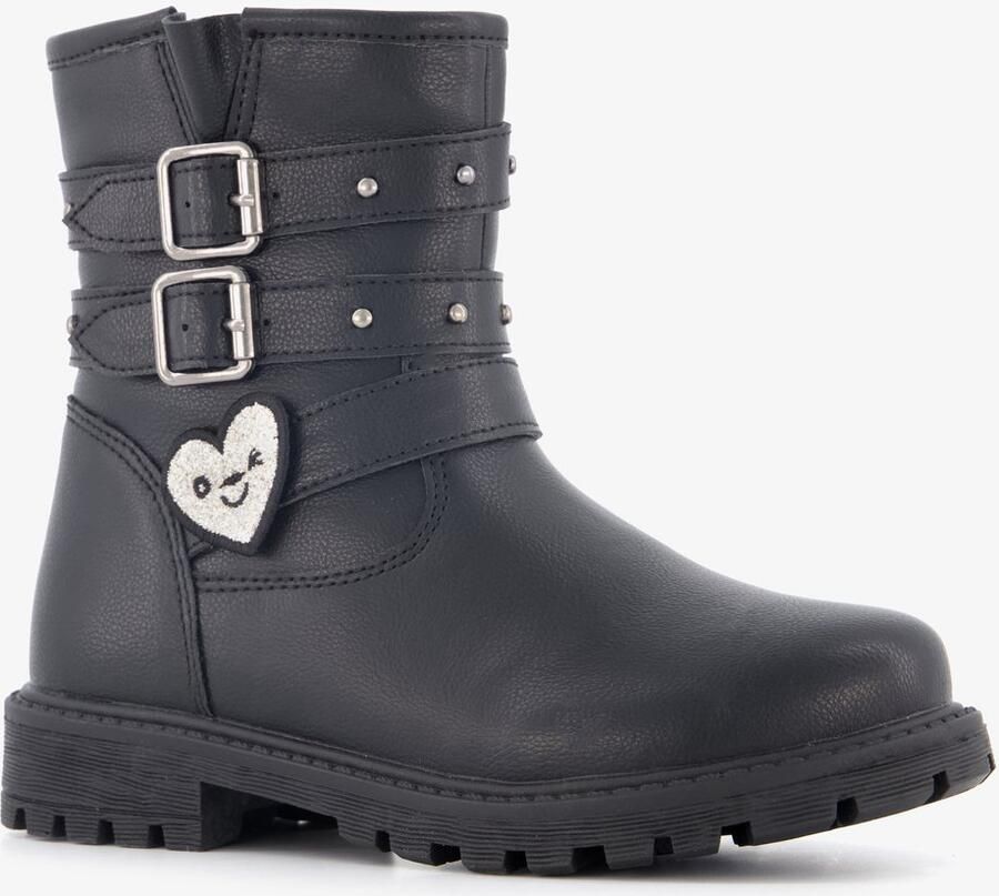 BLUE BOX meisjes biker boots met hartje zwart